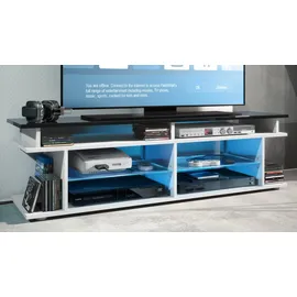 Vladon Movie Lowboard 134 x 29 x 39 cm Weiß matt/Eiche