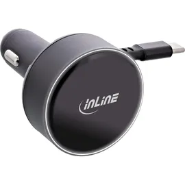 InLine Dual USB-C KFZ Stromadapter mit ausziehbarem Kabel 75 W