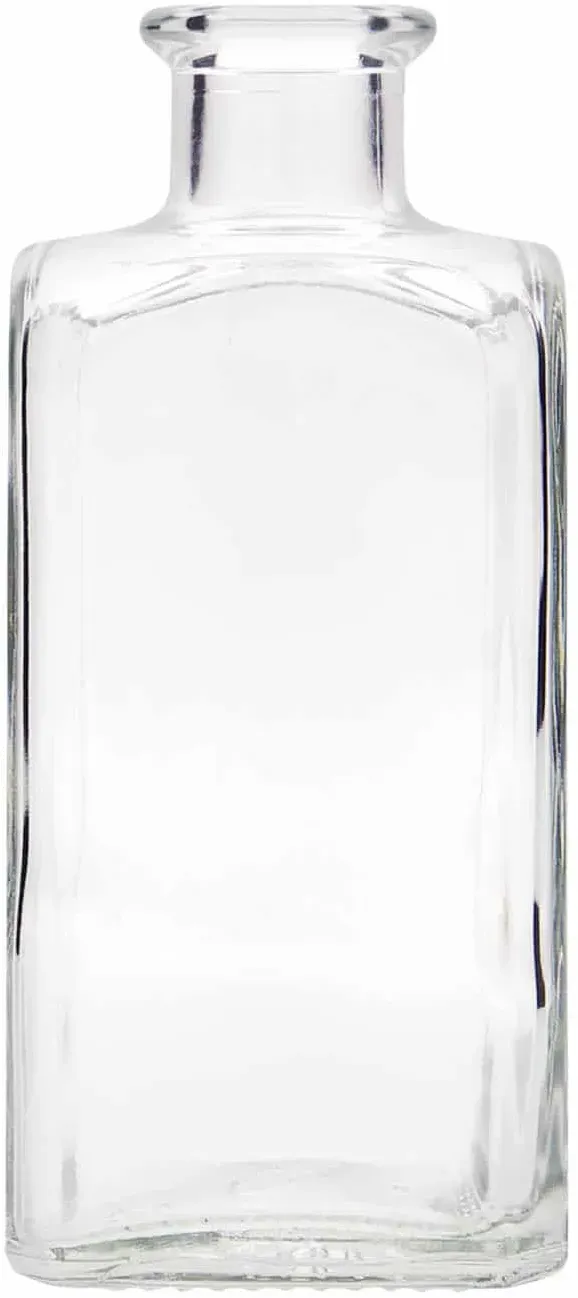 Botella de vidrio de farmacia 'Carré' de 250 ml, cuadrada, boca: corcho