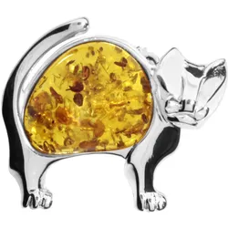 Brosche OSTSEE-SCHMUCK "Ostsee-Schmuck Brosche Katze Brosche Katze", weiß, Broschen, Damen, Silber 925 (Sterlingsilber)