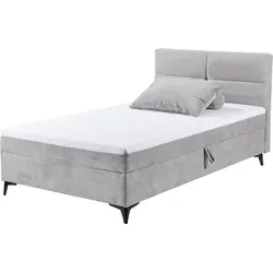 Boxbett ED EXCITING DESIGN "Andon", grau (hellgrau), B:121cm L:210cm, 92% Polyester, 8% Nylon, Komplettbetten, mit Bettkasten, integrierter Topper, universell aufbaubar