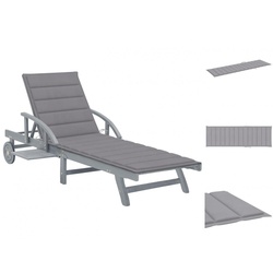 vidaXL Wellnessliege Gartenliege Sonnenliege Rollliege Relaxliege mit grauer Auflage Akazie grau