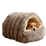 Warmes Katzenbett Winter, Katzenhaus Indoor, Geschlossenes Winter Katzenbett, Gemütliche Plüsch Haustierhöhle, Kuschelhöhle Katze & Hundehöhle Kleine Hunde, Schlafhöhle für Katzen und Hunde