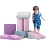 Homcom 7er-Set Schaumstoff Bausteine Riesenbausteine Bauklötze Bauspielzeug Schaumstoffblöcke für 1-3 Jahre alt Kinder Kunstleder EPE