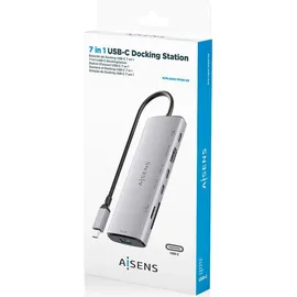 AISENS ASUC-7P031-GR USB-C 7 Ports), Dockingstation - USB Hub, Grau,