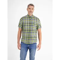 Lerros Kariertes Halbarmhemd in Strukturqualität - Faded Yellow -