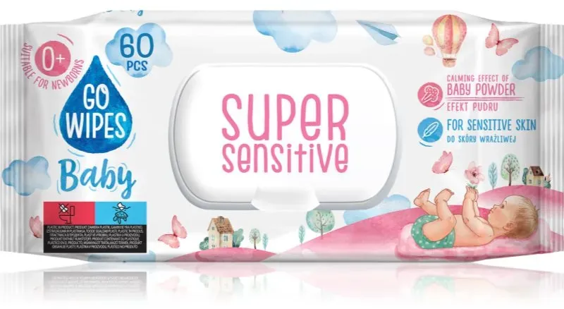 GoWipes Super Sensitive feuchte Feuchttücher für Kinder für empfindliche Oberhaut 0+ 60 St.