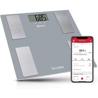 Terraillon -SMART CONNECT, Bluetooth PersonenWaage - Körperanalyse Gewicht und BMI, Körperfettwaage, Bis zu 8 Benutzer - Grau