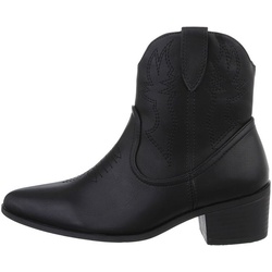 Ital-Design Damen Cowboyboots Western Westernstiefelette Blockabsatz Western- & Bikerboots in Schwarz schwarz 37