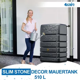 4rain Slim Stone Decor Regentonne 510 l graphite grey