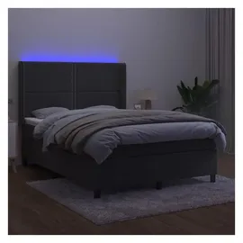 vidaXL Boxspringbett mit Matratze & LED Dunkelgrau 140x200 cm Samt