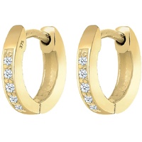 Elli PREMIUM Ohrringe Damen Creolen Basic Diamant (0.05 ct.) 375 Gelbgold