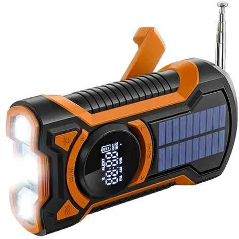 5000mAh Emergency Radio with Solar - Black/Orange - 5000 mAh