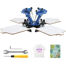 Vevor Siebdruckpresse T-Shirt Siebdruckmaschine 1 Farben + 4 Stationen, T-Shirtpresse, Hitzepresse Transferpresse DIY Ausrüstung Drucker, Textildruck Kleidung, Kissenbezüge, Gepäckstücke usw.
