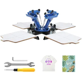 Vevor Siebdruckpresse T-Shirt Siebdruckmaschine 1 Farben + 4 Stationen, T-Shirtpresse, Hitzepresse Transferpresse DIY Ausrüstung Drucker, Textildruck Kleidung, Kissenbezüge, Gepäckstücke usw.