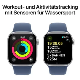 Apple Watch Series 10 GPS 42 mm Aluminiumgehäuse silber Sportarmband denim