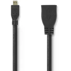 Nedis High Speed HDMI-Verlängerungskabel mit Ethernet HDMI Micro-Stecker - HDMI-Buchse 0,2 m Schwarz