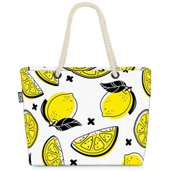 VOID Strandtasche (1-tlg), Sommer Zitronen Beach Bag Zitrone Südfrüchte Saft Limo Limonade Obst Früchte bunt