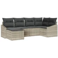 VidaXL 6-teiliges Garten Essgruppen-Set mit Kissen Hellgrau Poly Rattan