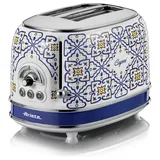 Ariete Toaster 155 Capri, 2 Schlitz Toaster, 6 Bräunungsstufen, Mediterranes Design, weiß, blau blau|weiß