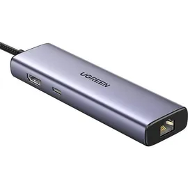 UGREEN Revodok 1061 USB C Hub Ethernet, PD100W, 3*USB A 3.0 Docking Station kompatibel mit iPhone 17/16, MacBook Pro M4, Mac mini M4, iPad, Surface, Galaxy S24, Steam Deck usw.