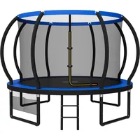 JUMMICO Trampolin Outdoor Ø 228/305/366/427/488 cm mit Schutznetz und Leiter, GS-geprüftes Freizeit-Trampolin für Kinder und Erwachsene, Rahmen mit Rostschutzbeschichtung, Belastbarkeit 150kg