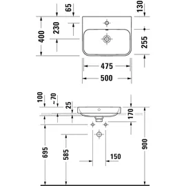 Duravit Happy D.2 Aufsatz-Waschtisch 50 x 40 cm (2360500060)