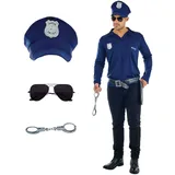 Fun Shack Polizist Kostüm Herren, Polizisten Kostüm Herren, Faschingskostüme Männer Polizist, Polizei Kostüm Herren, Polizeiuniform Herren Original, Karneval Kostüm Herren Polizei - Einheitsgröße