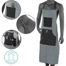 STAHLWERK Schweißerschürze Grau Aus Hochwertigem Spaltleder