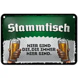 Femer GmbH Metallschild Hinweis 12x18 cm Stammtisch Weizen Biergläser, (1 St), gewölbte Oberfläche, abgerundete Ecken, umgeschlagene Kanten