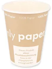 NATURESTAR Bio Kaffeebecher Only Paper, Ø 8 cm, Stabiler Trinkbecher aus 100% Papier, 1 Packung = 50 Stück, 300 ml