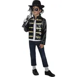 Funidelia | Michael Jackson Militär Jacke für Jungen Popmusik, Musikgruppen, Sänger, 80er Jahre - Zubehör für Kinder, Zubehör für Kostüm - Größe 10-12 Jahre - Schwarz