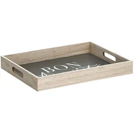Zeller Present Tablett, (1 tlg.), mit Aufdruck ''Bon Appetit'', 2 Grifflöcher, grau