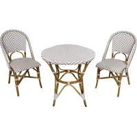 AXI Jacqueline Bistroset 3-teilig, Braun/Weiß | Bistrotisch mit 2 Stühlen, Rattan, Vintage Design | Bistro Gartenmöbel Set für Garten / Balkon ... - Braun