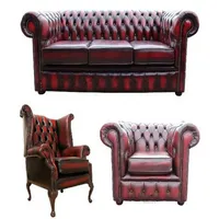 JVmoebel Chesterfield-Sofa Chesterfield Sofa aus Kunstleder in Rot mit Holzfüßen, Set, Made in Europa rot