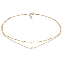 Elli Choker Layer Look Kugelkette Rosenquarz 925 Silber Gold Damen 