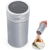 Edelstahl-Puderzuckerstreue, Kakaostreuer Mit Deckel Schokolade Streuer Puder Schablone Shaker, Für Schokolade, Puderzucker, Zucker, Salz, Kakao, Mehl, Kaffee (L)