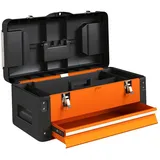 furnicato Werkzeugwagen Werkzeugkasten mit Schublade, 49,7x25,3x23 cm, Stahl Orange, 1 Fächer, (1-tlg) orange