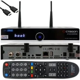 Octagon SF8008 UHD 4K Supreme Combo Receiver, Sat- Kabel- & DVB-T2 Receiver, & Schwarz