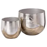 Boltze Pflanztopf Flaire 2-teilig (ø 14 cm / 19 cm, Blumentöpfe aus Metall / Aluminium, klassisches Design, Töpfe für Zimmerpflanzen) 3833500, Silber