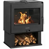 Heathus Kaminofen »B 57« mit Holzfach, 10 kW, Zeitbrand, Holzscheite bis 50 cm, mit Holzfach schwarz