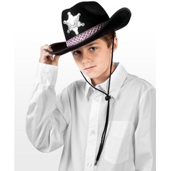 Boland Kostüm Sheriffhut schwarz, Schwarzer Cowboyhut für kleine Sheriffs schwarz