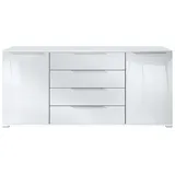Vladon Linio V2 166,5 x 75,5 x 35 cm Weiß matt/Weiß Hochglanz