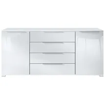 Vladon Linio V2 166,5 x 75,5 x 35 cm Weiß matt/Weiß Hochglanz