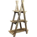 Holz Blumenetagere 3 Ablagen 50x28xH84cm Natur, Pflanzenregal Pflanztreppe Blumentreppe Blumenregal