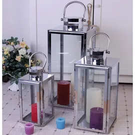 Mojawo 3er Set XXL Edelstahl Windlicht - Laternen Set 30/40/53cm