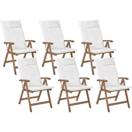 Beliani Amantea Gartenstuhl 54 x 105 x 69 cm dunkelbraun/creme 6 St.