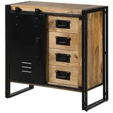 MASSIVMOEBEL24.DE Kommode Mango 90x45x90 natur klar lackiert / Metall schwarz BLACKBURN #108
