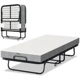 Clanmacy Gästebett Erwachsene Gästebett Klappbar mit13 cm Dicke Matratze 200x90cm grau