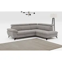 Cotta Ecksofa COTTA "Hudson L-Form, B: 256 cm", grau (stone), B:256cm T:207cm, Sofas, Ecksofa, mit Kopfteilverstellung, optional Bettfunktion & Bettkasten
